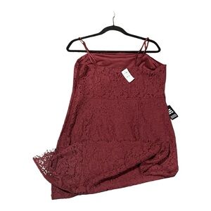 Express Ladies Maroon Eyelet Lace Dress Size L.